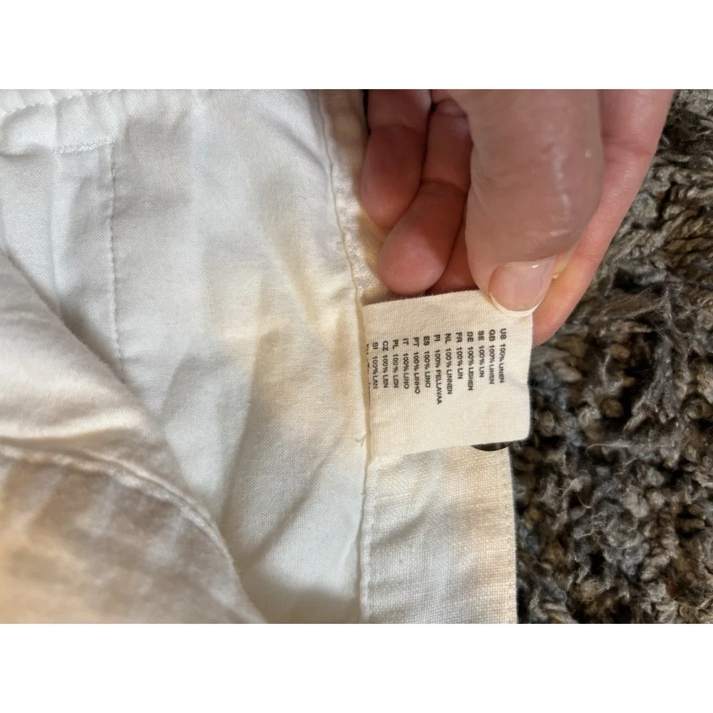 H&M Men's Pants 100% Linen White Beach Resort Sz 35x31 Pockets Comfort